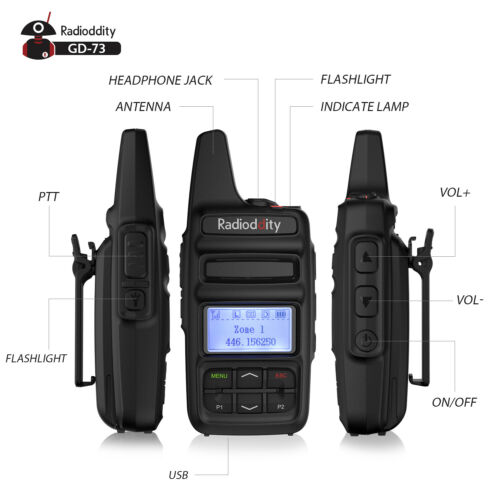Radioddity-GD-73E-UHF-dPMR-Mini-HT-DMR-2600mAh-Hand-Funkgeraet-Walkie-Talkie
