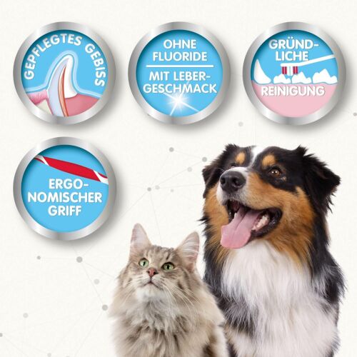 BEAPHAR Zahnpflege Set für Hunde Katzen Doppelkopfzahnbürste+Zahnpasta 100g Lebe - Bild 3 von 7