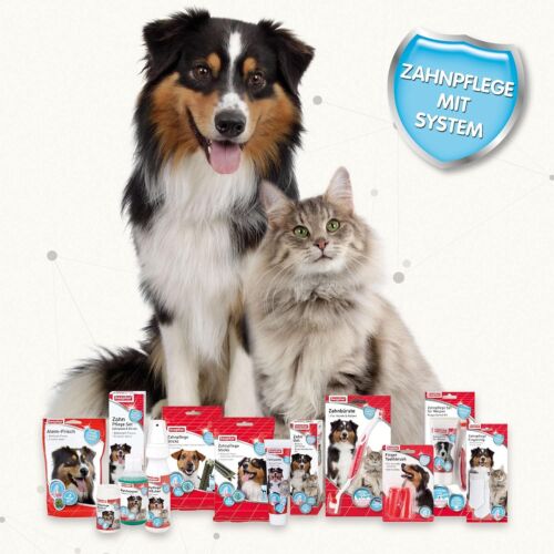 BEAPHAR Zahnpflege Set für Hunde Katzen Doppelkopfzahnbürste+Zahnpasta 100g Lebe - Bild 7 von 7