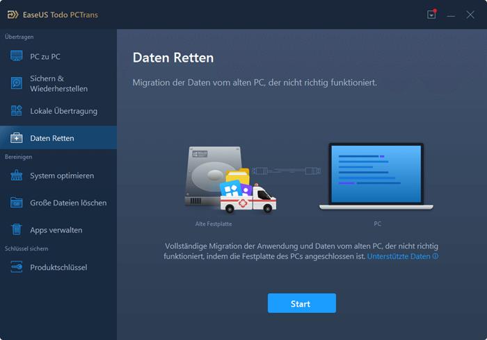 Daten retten mit EaseUS Todo PCTrans - Schritt 1