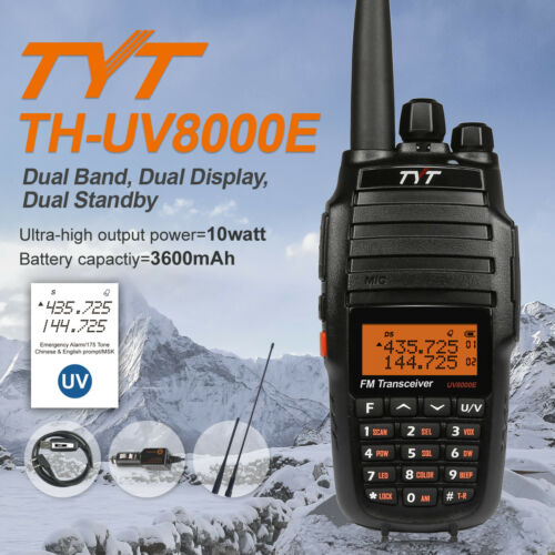 TYT-UV8000E-2m-70cm-HP-lt-10W-gt-CorssBand-128CH-Transceiver-Hand-Funkgeraet-3600mAh