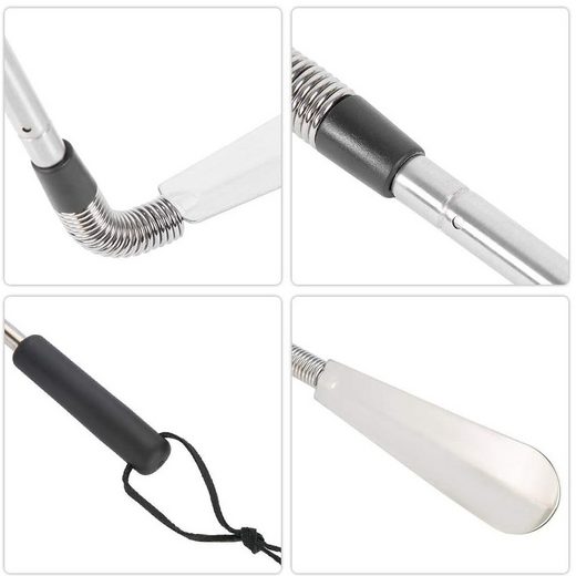 Bedee Schuhlffel Schuhanzieher mit langem Griff 42cm bis77,5cmverstellbarer Expander (1-tlg., Schuhlffel flexiblen), ausziehbar und zusammenklappbar, Edelstahl, Teleskop-Federschuhlffel