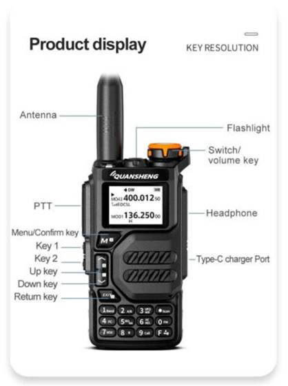 50-600MHz RX Walkie Talkie UV-K5 Quansheng DTMF VOX FM Air Band Wireless Radio # - Bild 1 von 25