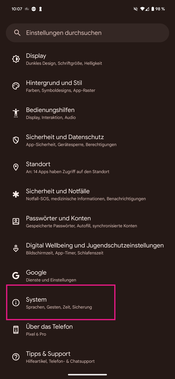 Einstellungen ffnen