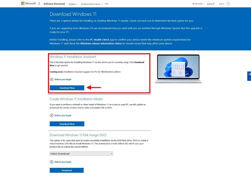Installationsassistenten von Microsoft herunterladen 