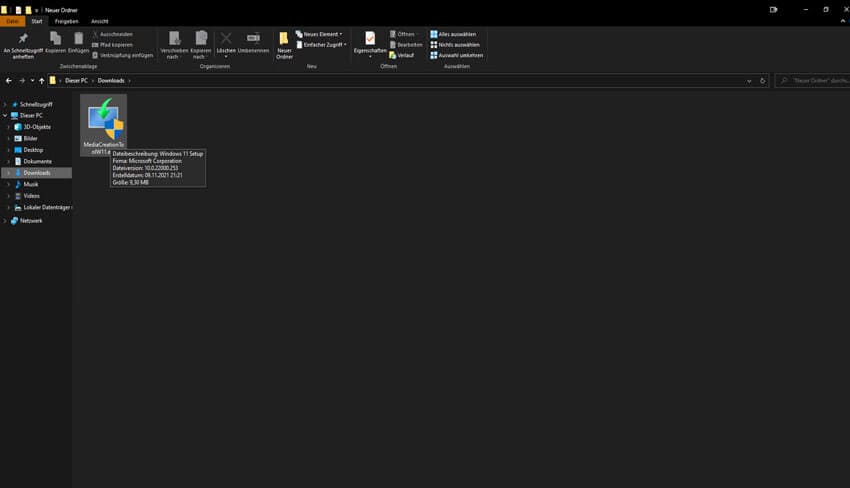 Starte die EXE-Datei des MediaCreationTools 